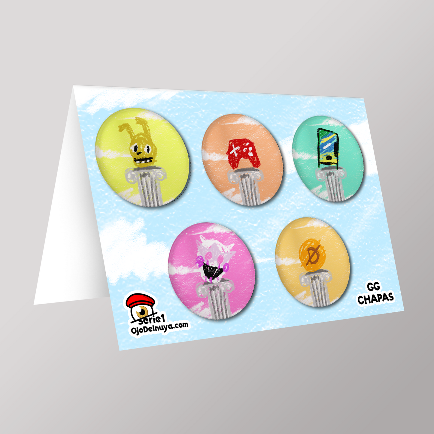 GG CHAPAS - SERIE 1 | Sobre sorpresa de 5 Chapas Random (+REGALO DIGITAL)