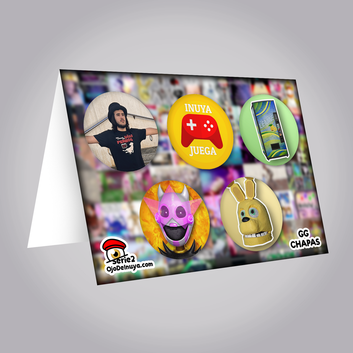 PACK DROP 2 | 2 Camisetas de GG Games + 5 Chapas sorpresa + 1 Figura 2D de Glossy (+REGALO DIGITAL)